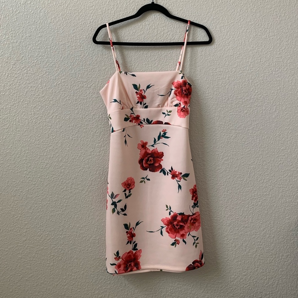 pink flower print mini dress size 9 (size m)